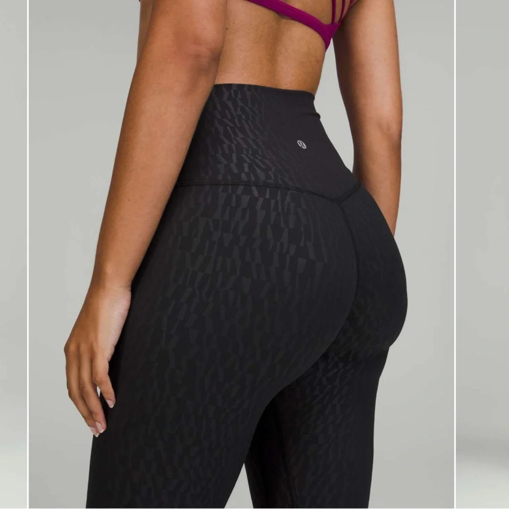 Lululemon Align High Rise Pant 25" Segment Emboss Black Leggings 6 Nulu W5DUYS - Picture 15 of 15